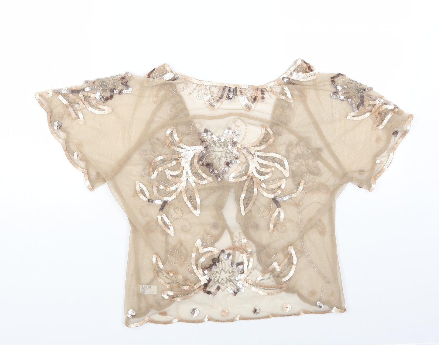 JUPI Womens Beige Polyester Basic Blouse Size 12 V-Neck