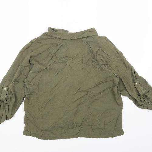 Primark Womens Green Viscose Basic Button-Up Size 10 Collared
