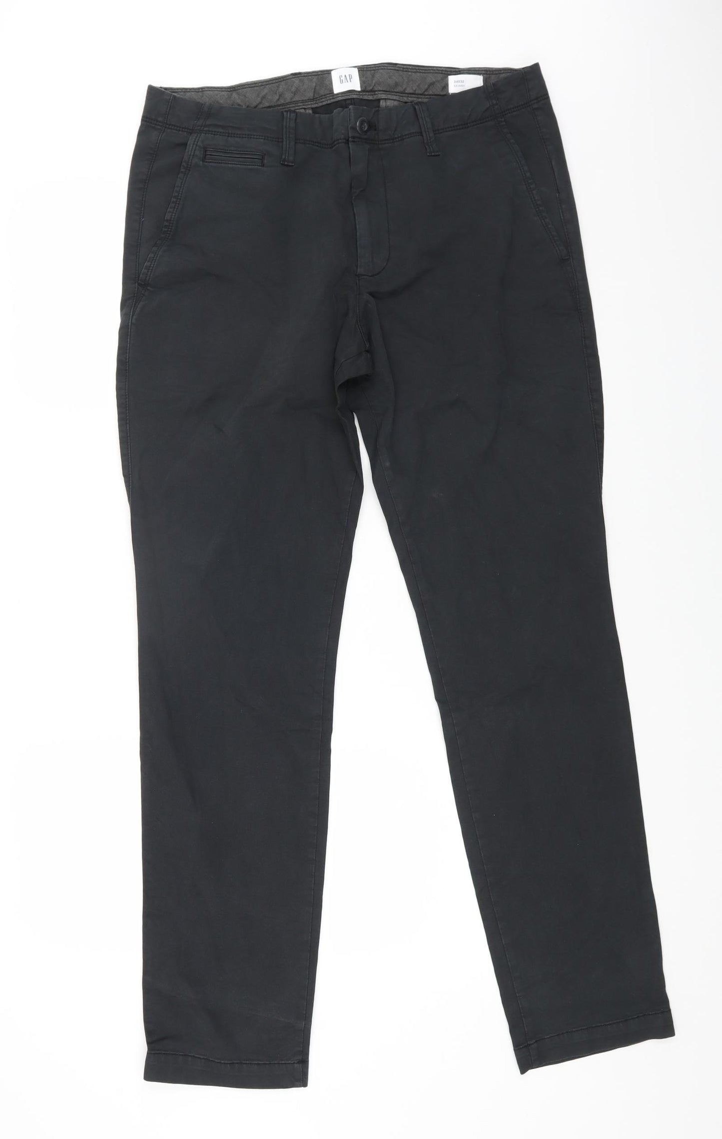 Gap Mens Black Cotton Straight Jeans Size 34 in L32 in Regular Button