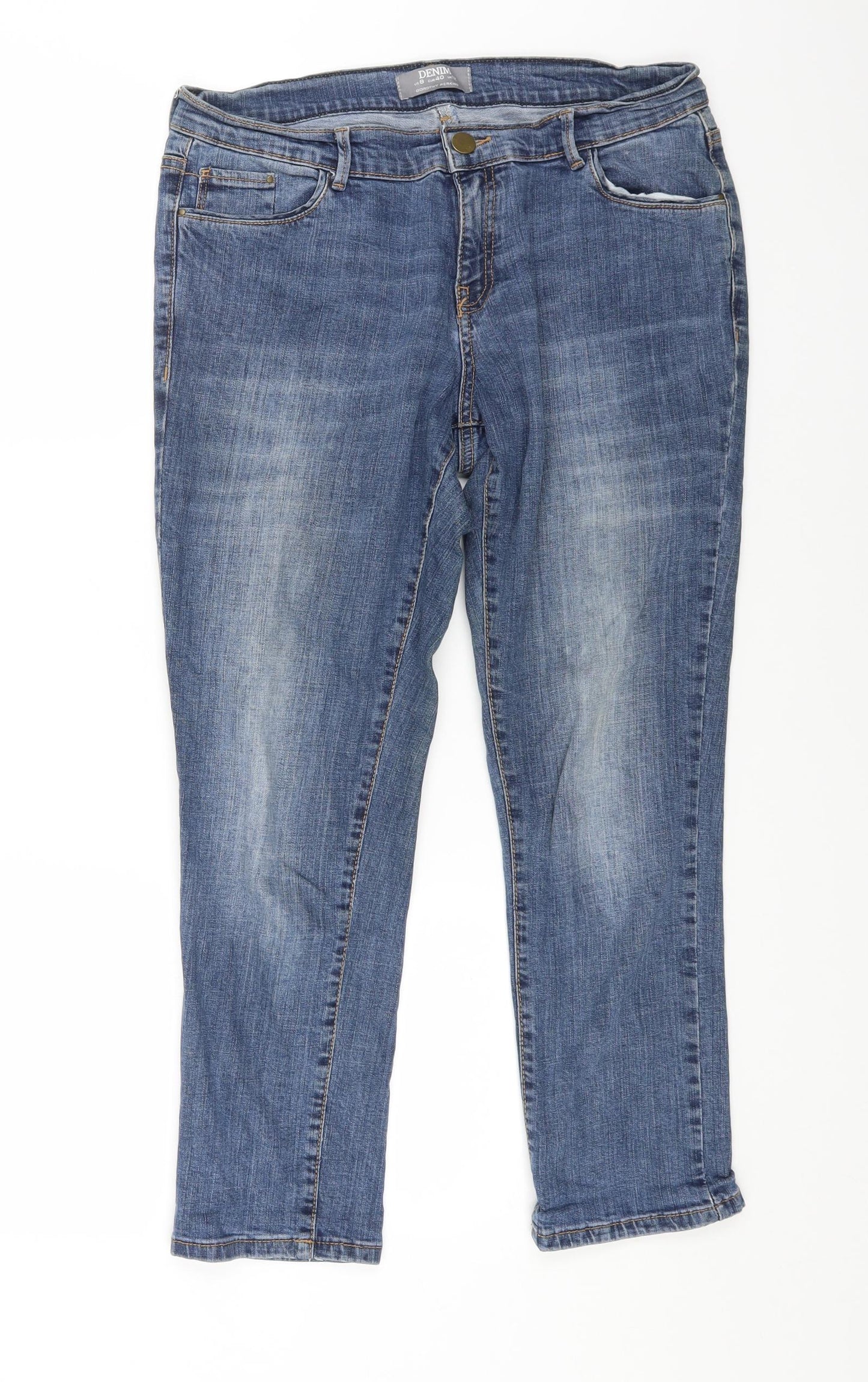 Dorothy Perkins Womens Blue Cotton Tapered Jeans Size 12 L24 in Regular Button