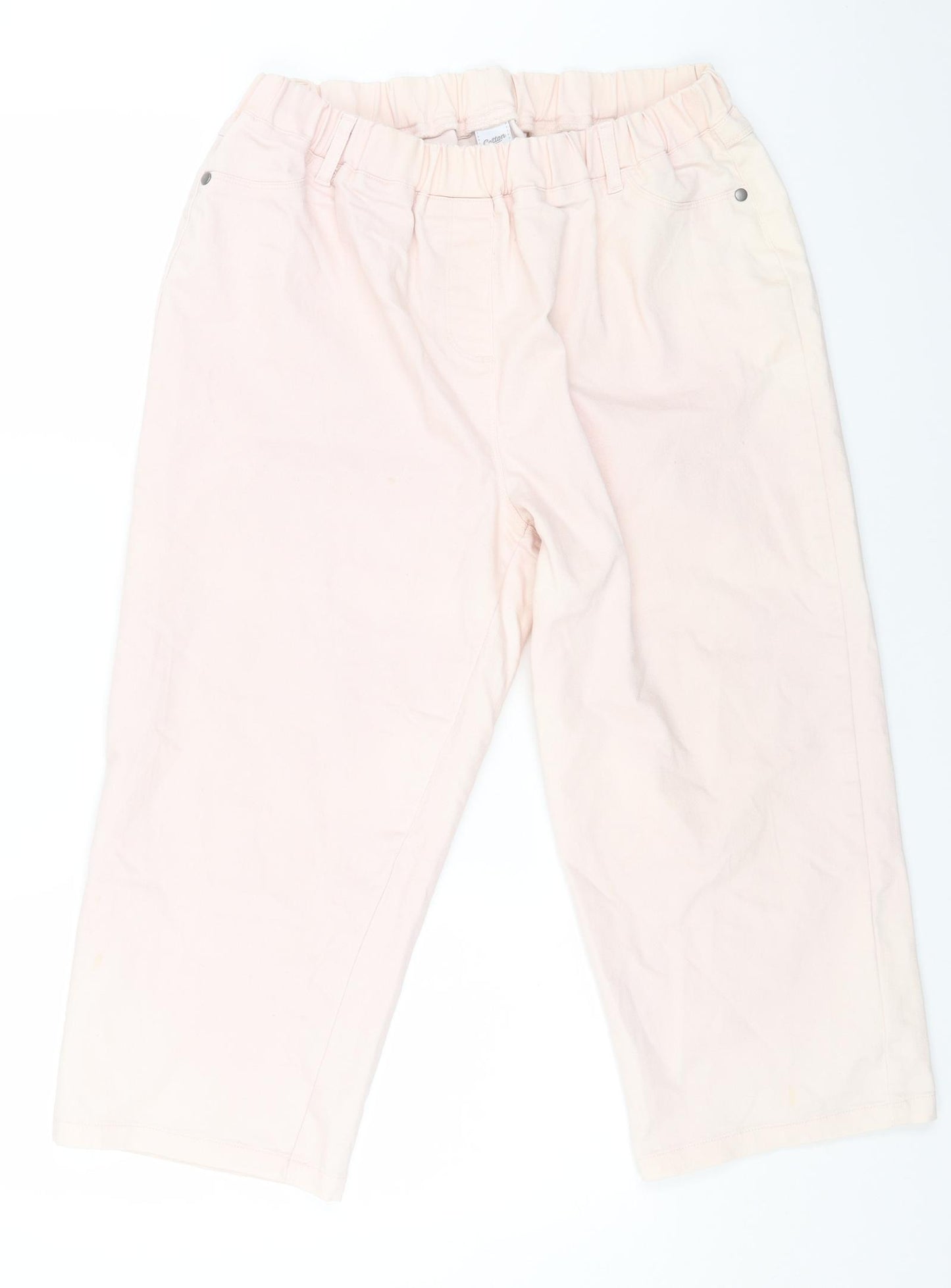 Cotton Traders Womens Pink Cotton Cropped Jeans Size 18 Regular