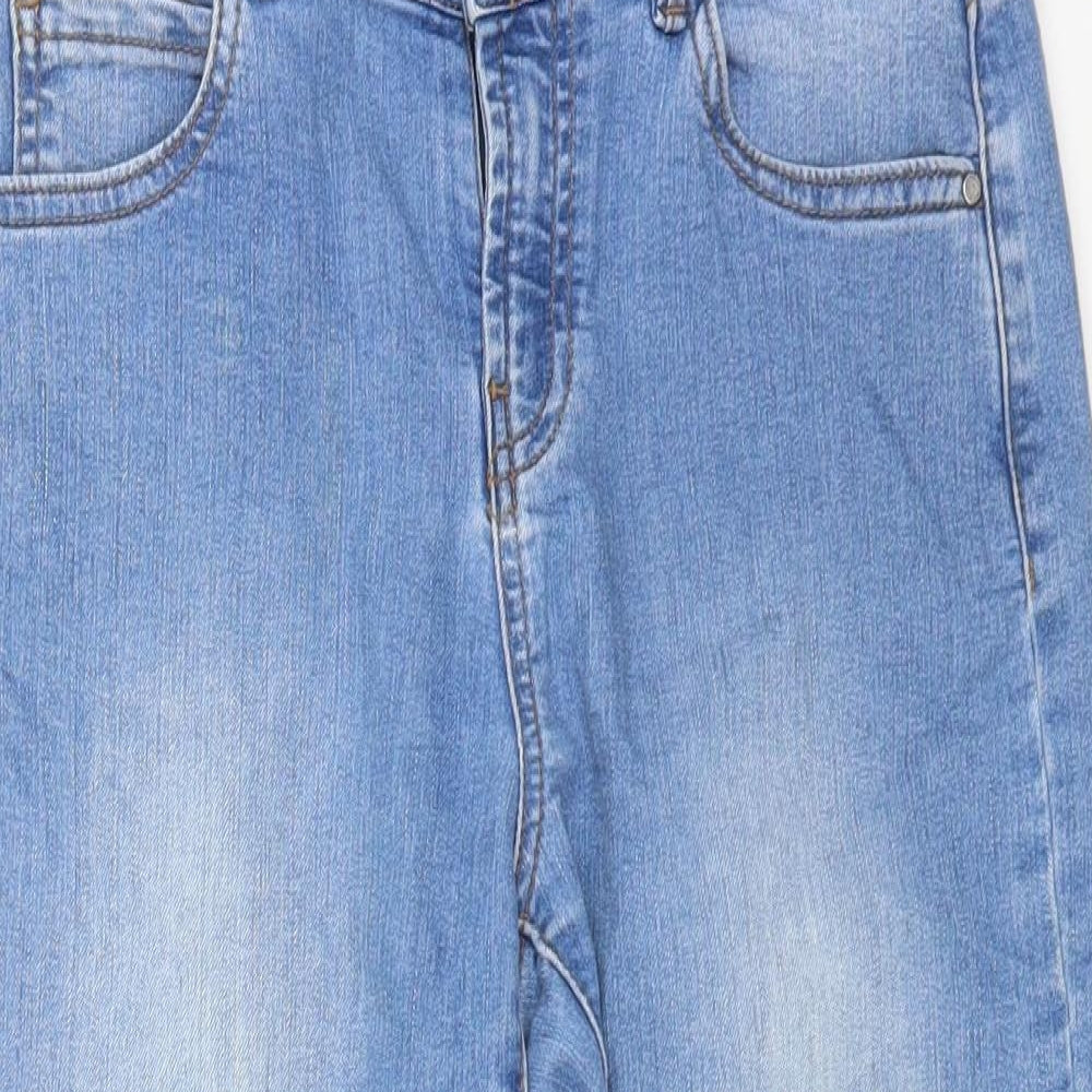 Monsoon Womens Blue Cotton Cropped Jeans Size 10 L22 in Regular Button