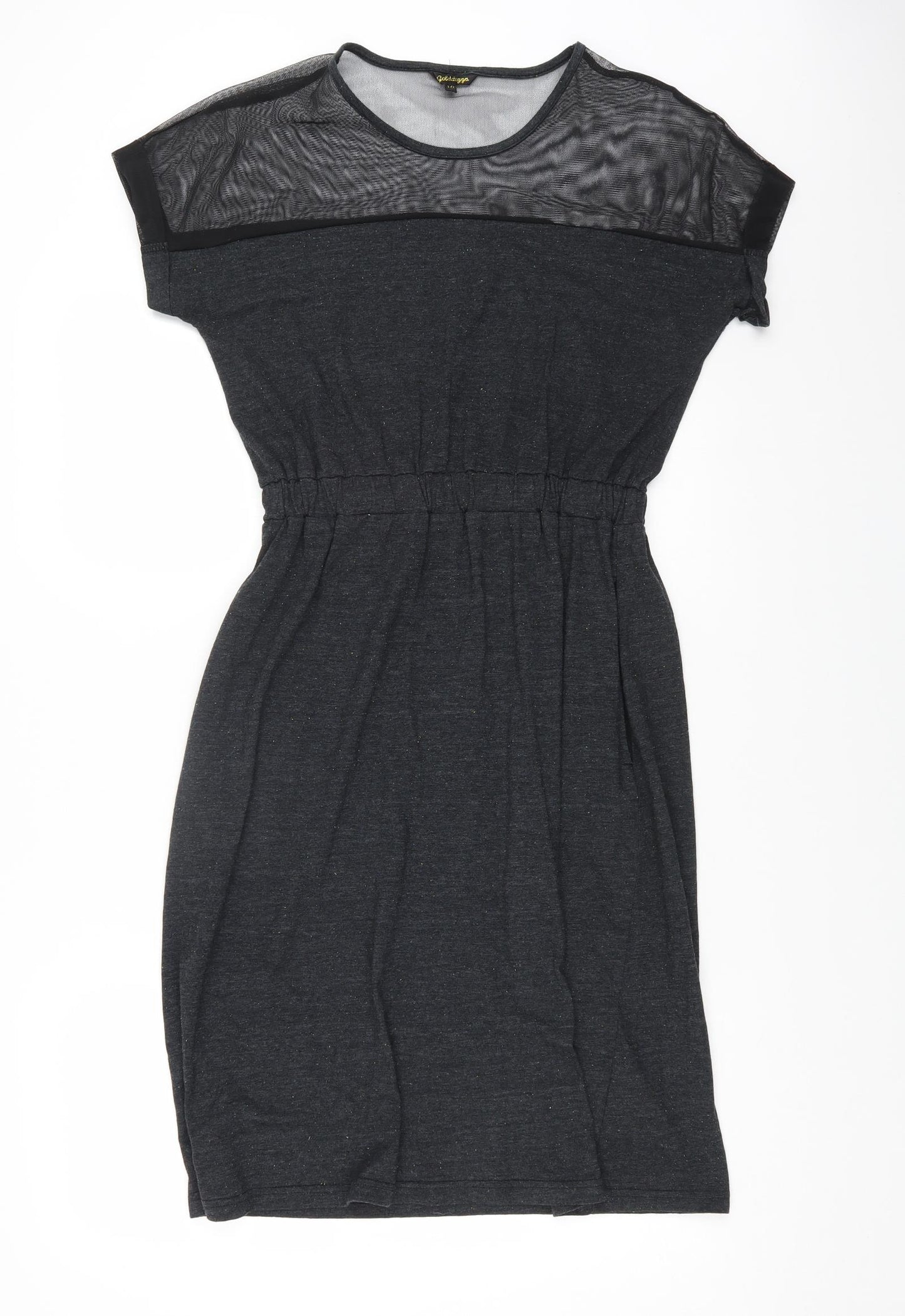 Golddigga Womens Grey Acrylic A-Line Size 10 Round Neck Pullover