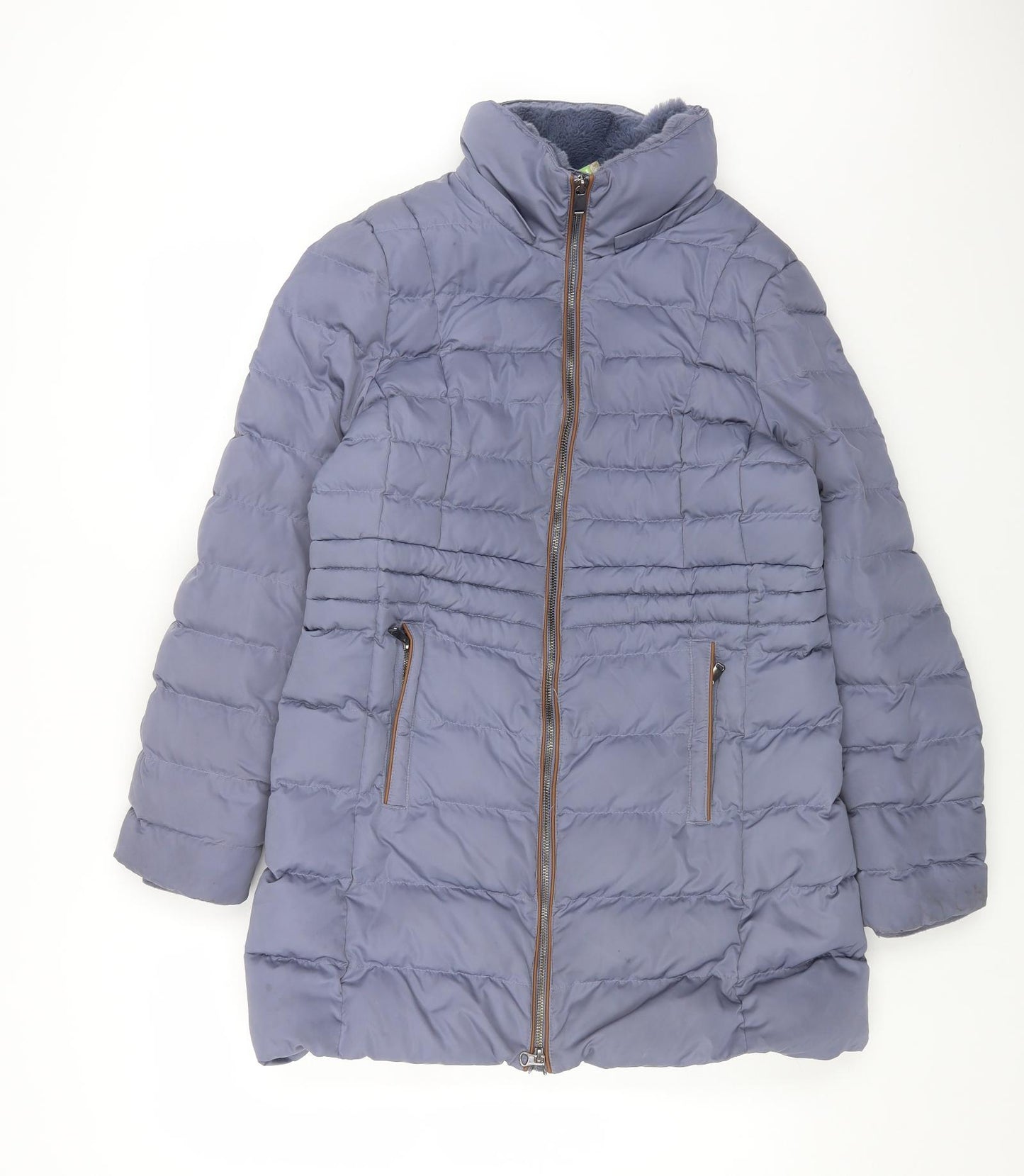 Marks and Spencer Womens Blue Puffer Jacket Coat Size 10 Zip
