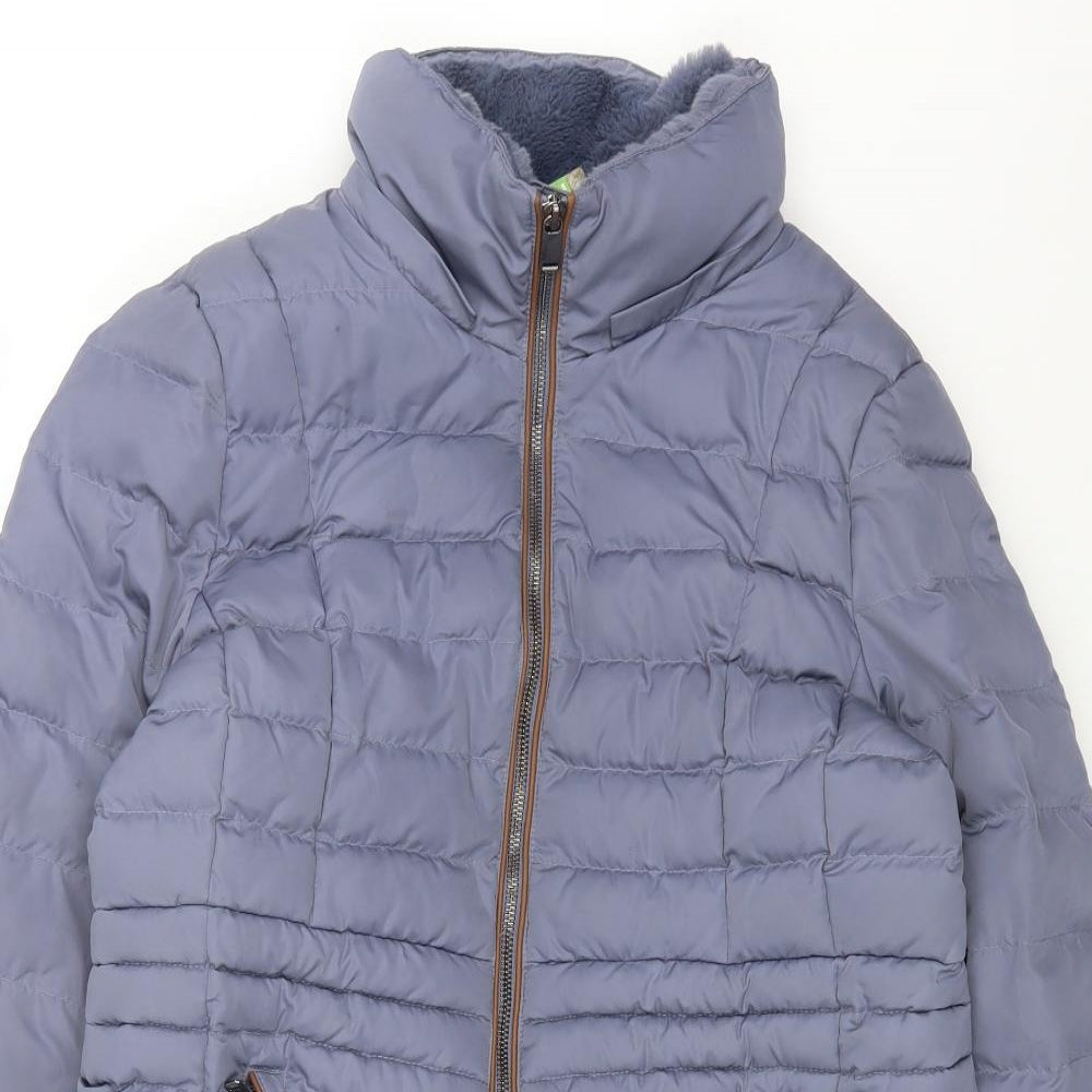 Marks and Spencer Womens Blue Puffer Jacket Coat Size 10 Zip