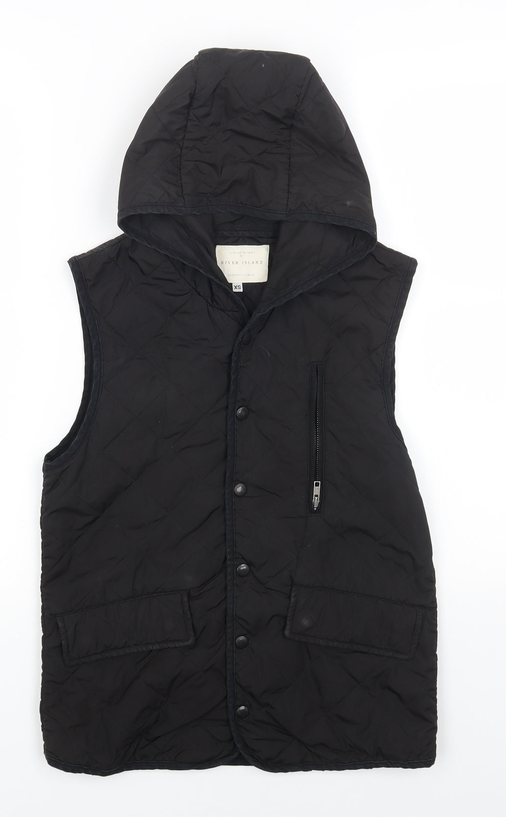 River Island Womens Black Gilet Jacket Size XS Button