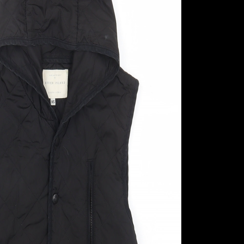 River Island Womens Black Gilet Jacket Size XS Button