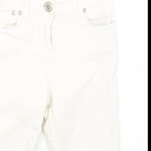 River Island Womens White Cotton Capri Jeans Size 10 Regular Zip