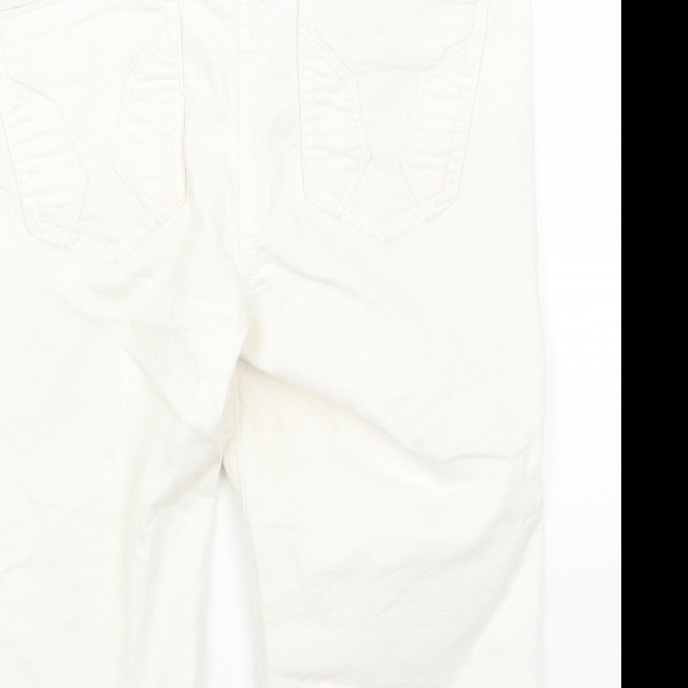 River Island Womens White Cotton Capri Jeans Size 10 Regular Zip