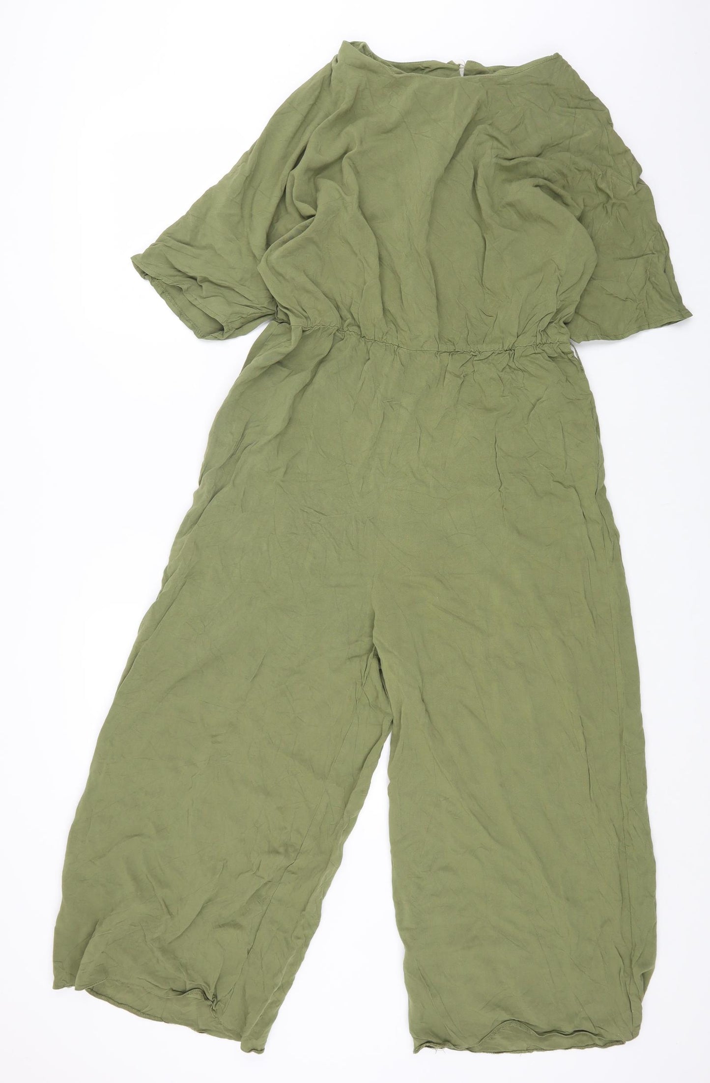 ASOS Womens Green Vinyl Jumpsuit One-Piece Size 16 L20 in Button