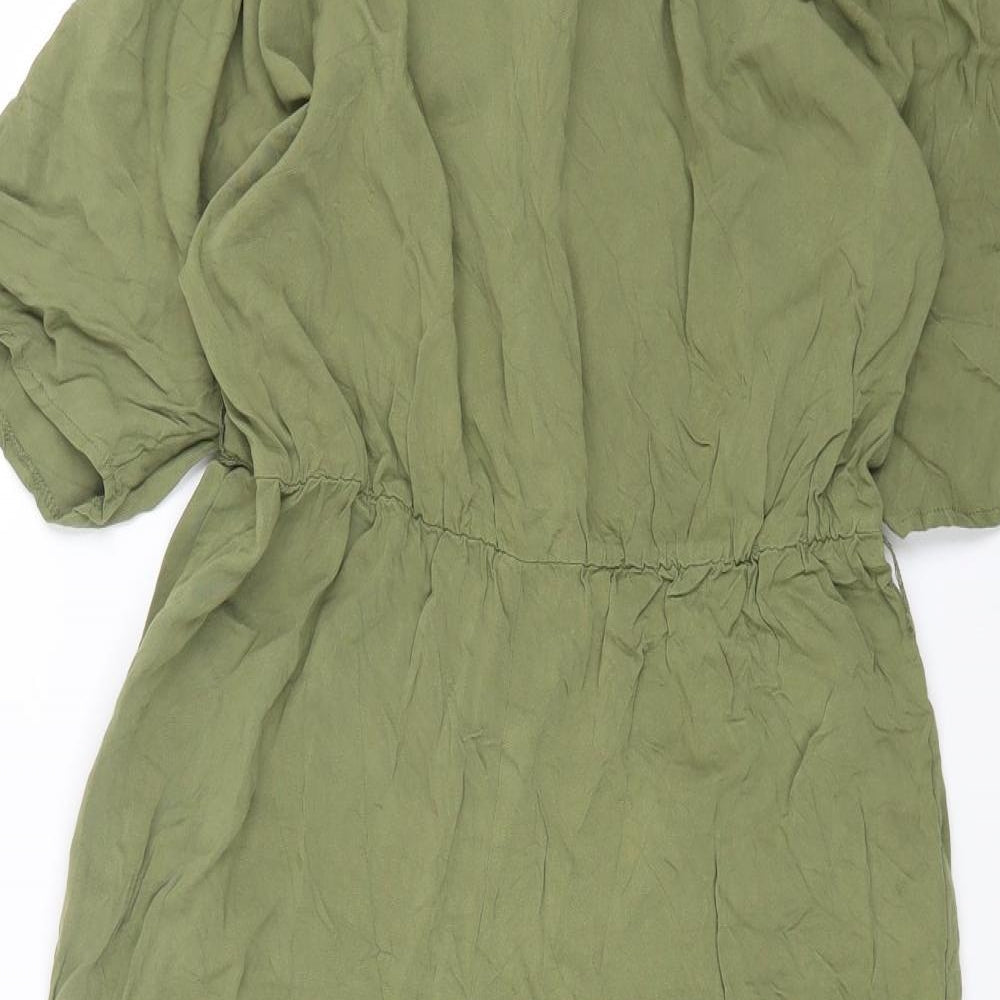 ASOS Womens Green Vinyl Jumpsuit One-Piece Size 16 L20 in Button