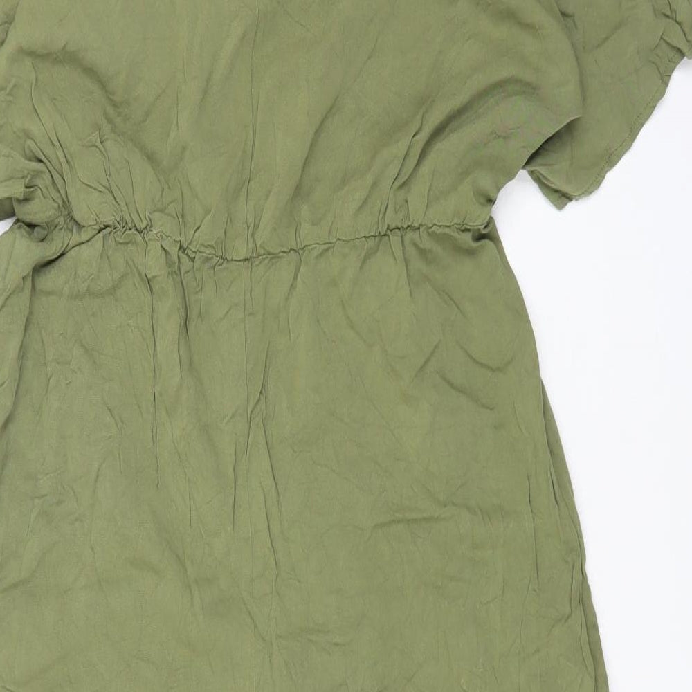 ASOS Womens Green Vinyl Jumpsuit One-Piece Size 16 L20 in Button