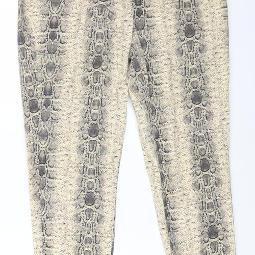 A&G Womens Beige Animal Print Cotton Straight Jeans Size 14 L26 in Regular Zip - Snake Print