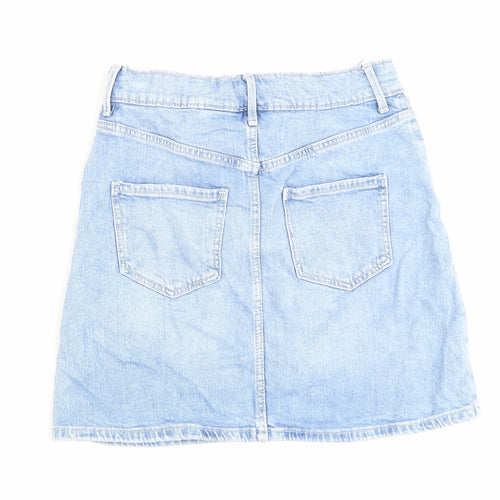 H&M Girls Blue Cotton A-Line Skirt Size 10-11 Years Regular Zip