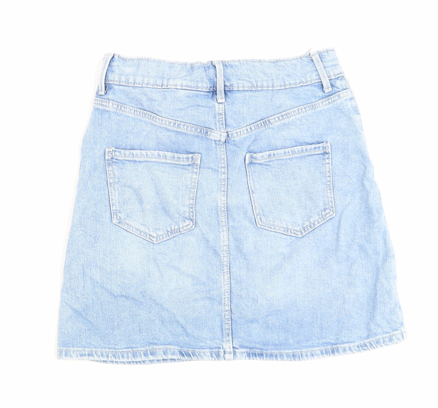 H&M Girls Blue Cotton A-Line Skirt Size 10-11 Years Regular Zip