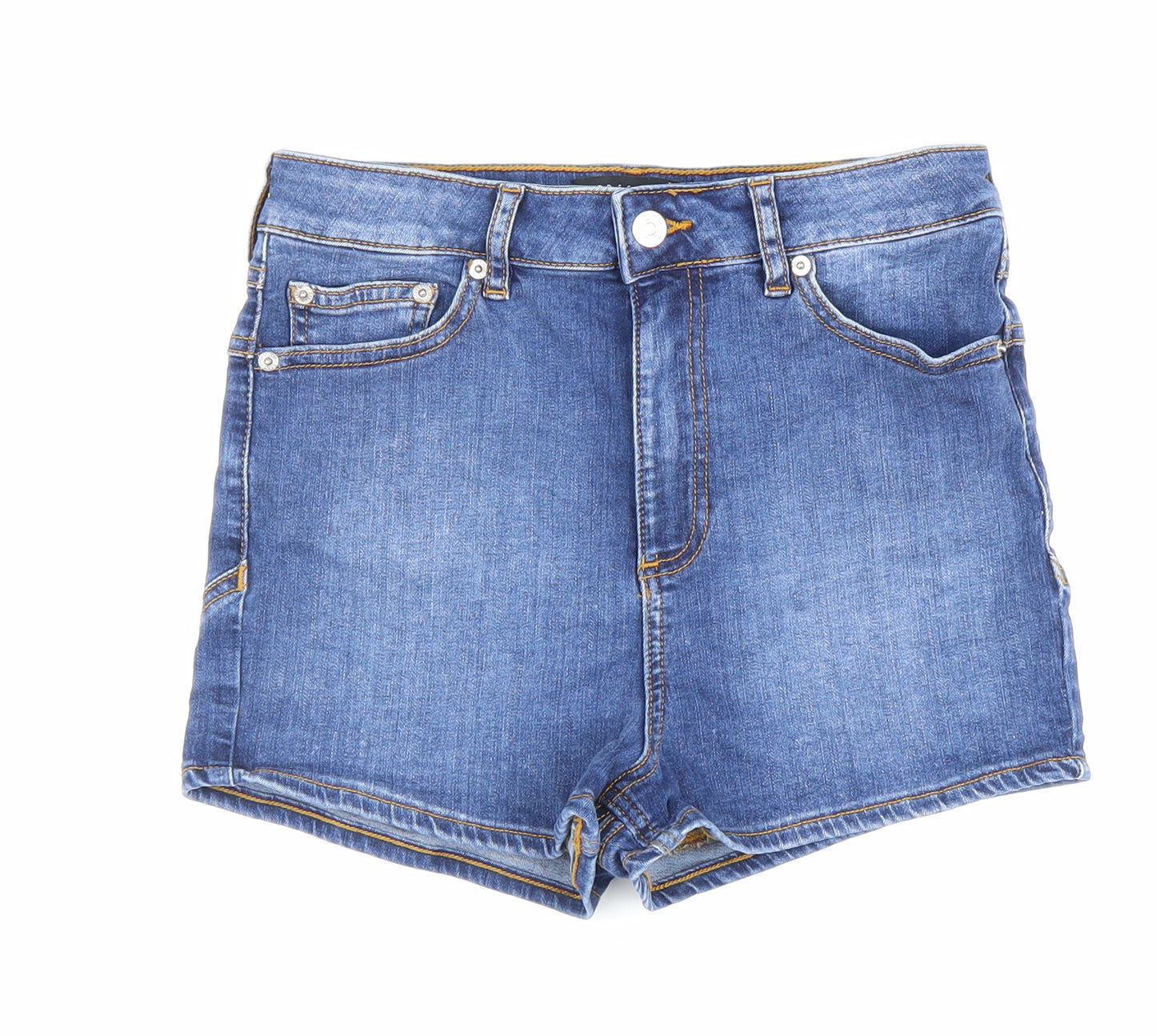 ASOS Womens Blue Cotton Biker Shorts Size 10 L3 in Regular Zip