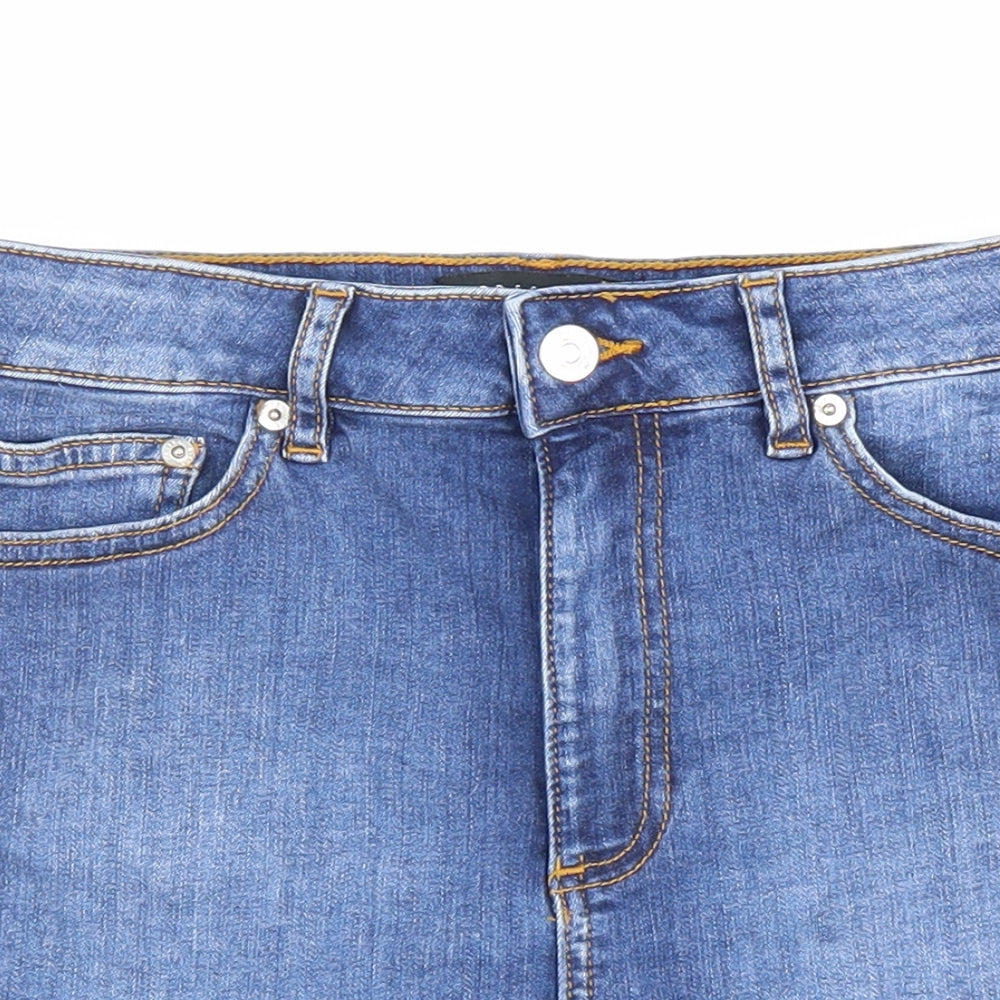 ASOS Womens Blue Cotton Biker Shorts Size 10 L3 in Regular Zip