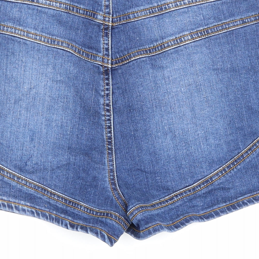 ASOS Womens Blue Cotton Biker Shorts Size 10 L3 in Regular Zip