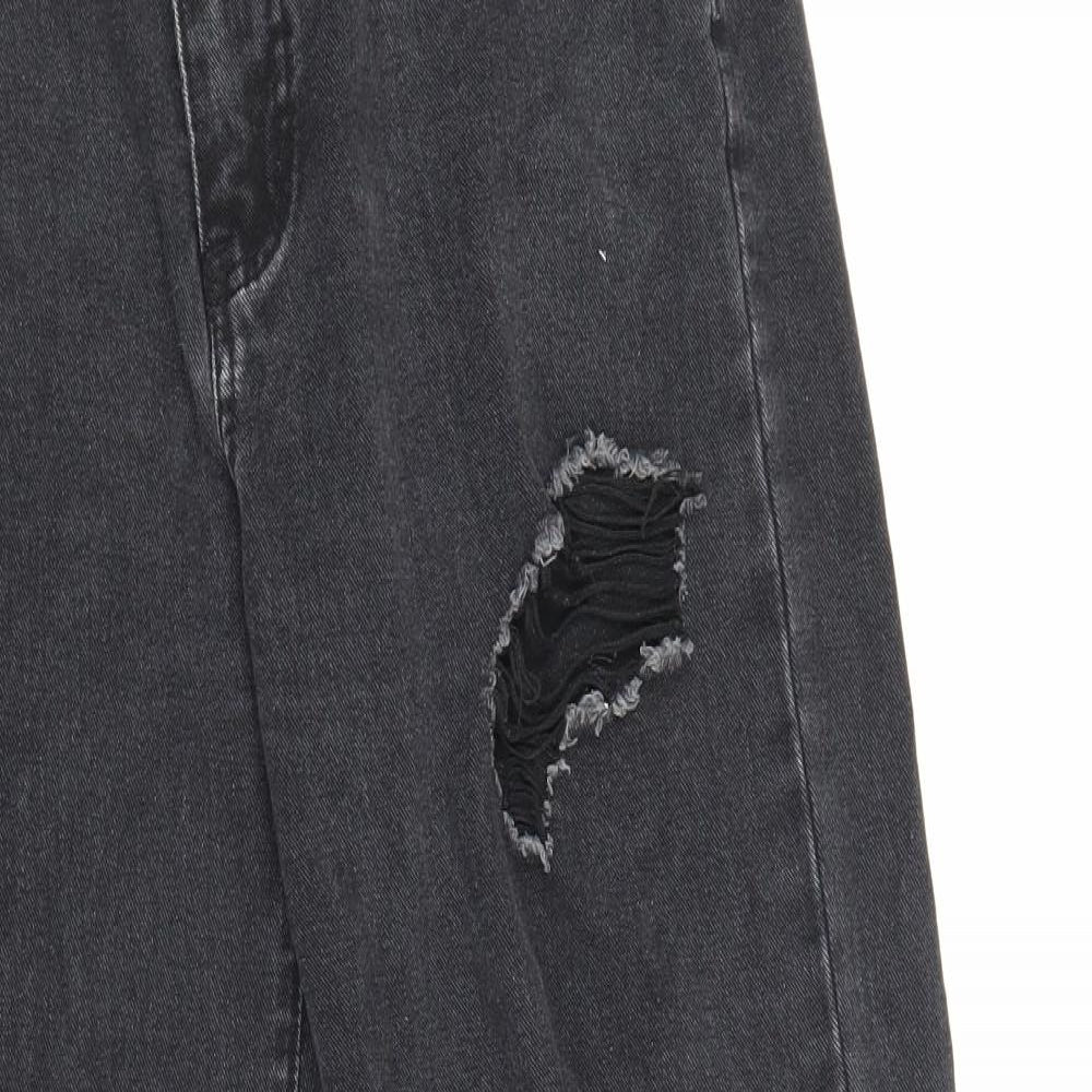 SheIn Womens Black Cotton Straight Jeans Size M L28.5 in Regular Zip