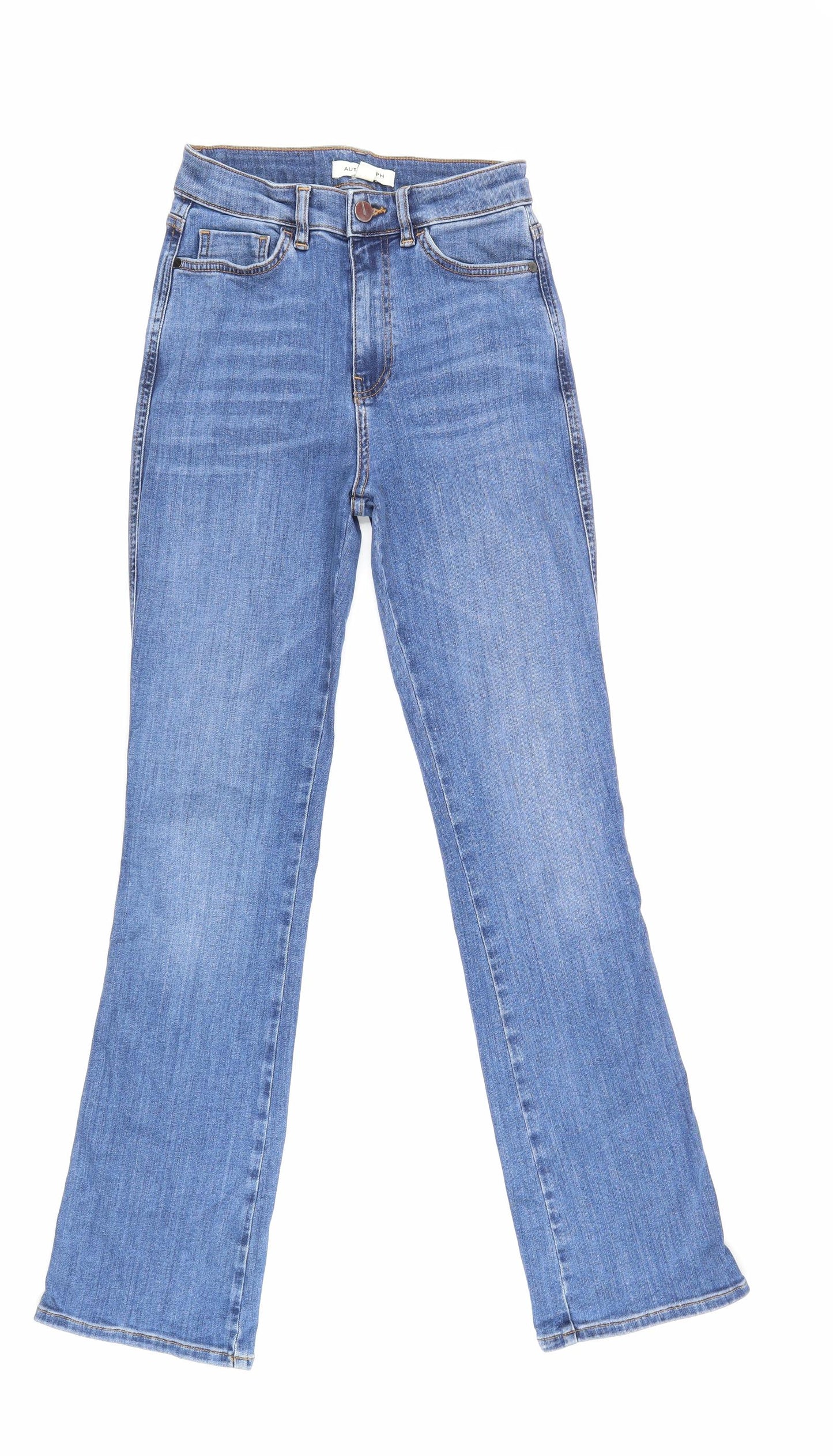 Autograph Womens Blue Cotton Bootcut Jeans Size 8 L32 in Regular Zip