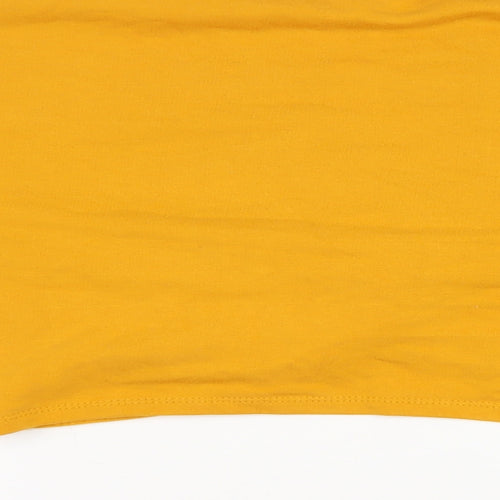 Divided Womens Yellow Cotton Cropped T-Shirt Size M Round Neck - Twist Detail