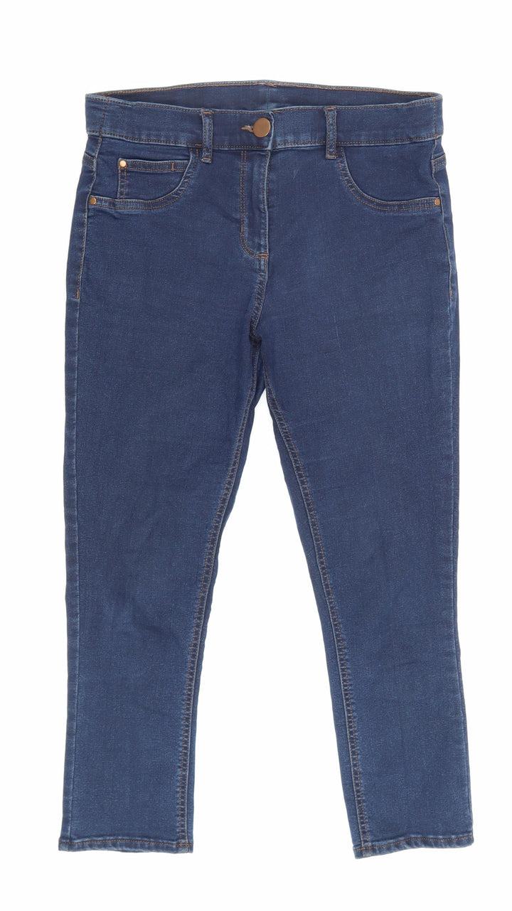 George Girls Blue Cotton Skinny Jeans Size S Regular Zip
