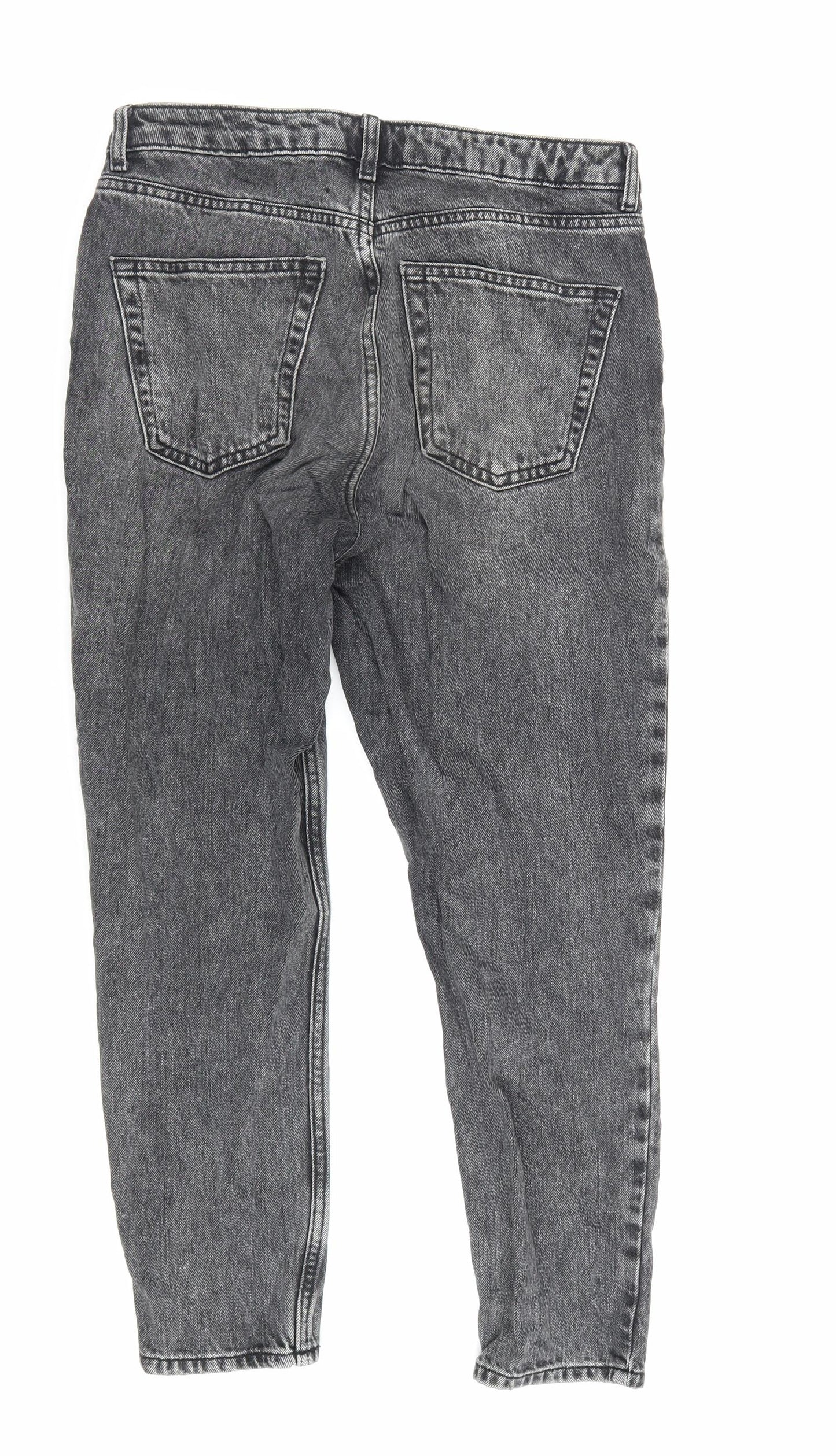 Topshop Womens Grey Polyester Mom Jeans Size 30 in L36.5 in Regular Zip