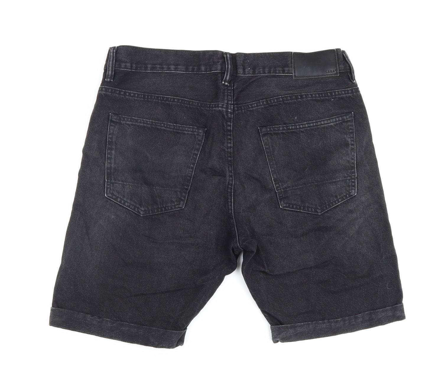 H&M Mens Black Cotton Biker Shorts Size 34 in L7 in Regular Zip