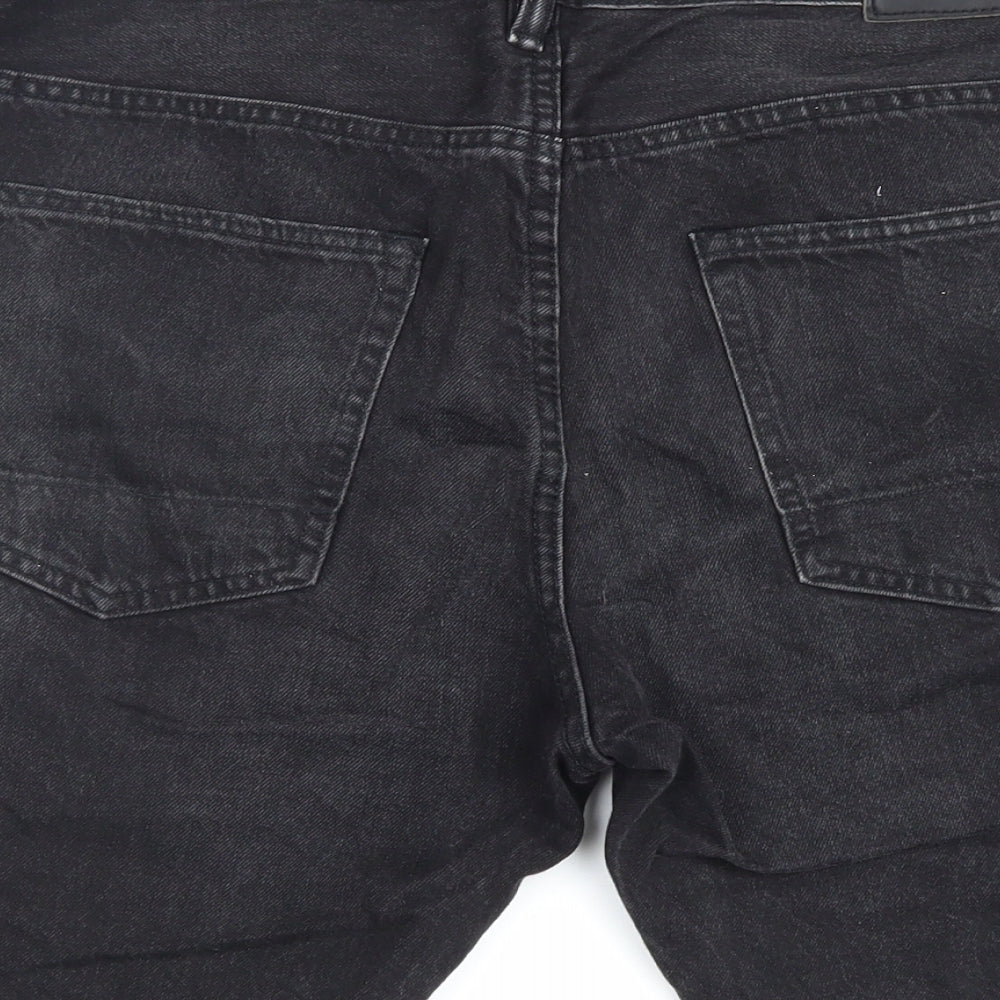 H&M Mens Black Cotton Biker Shorts Size 34 in L7 in Regular Zip