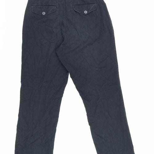 Marks and Spencer Mens Blue Cotton Trousers Size 30 in L28 in Regular Zip