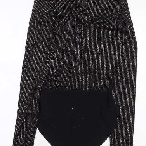 Primark Womens Black Striped Polyester Bodysuit One-Piece Size XS Snap
