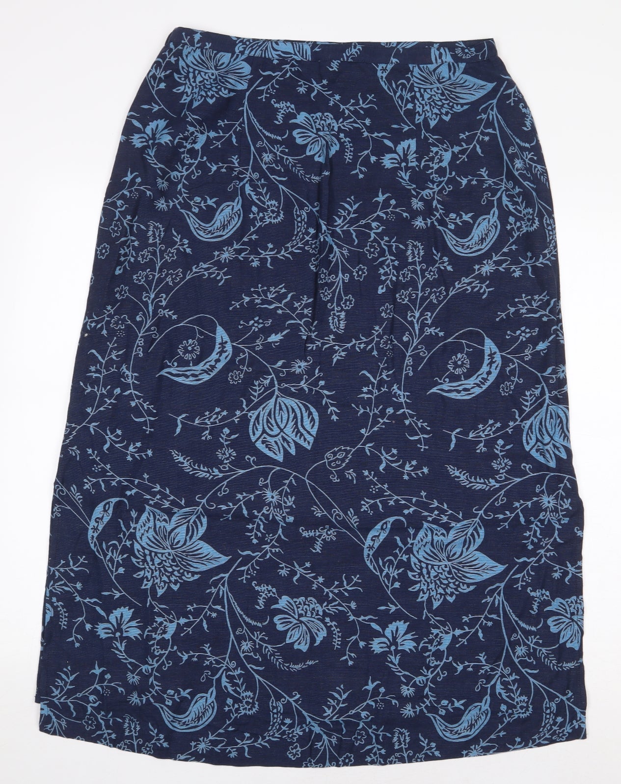 DASH Womens Blue Floral Cotton A-Line Skirt Size 14 Button