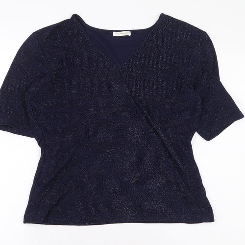 Planet Womens Blue Nylon Basic Blouse Size M V-Neck
