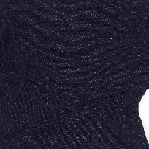 Planet Womens Blue Nylon Basic Blouse Size M V-Neck