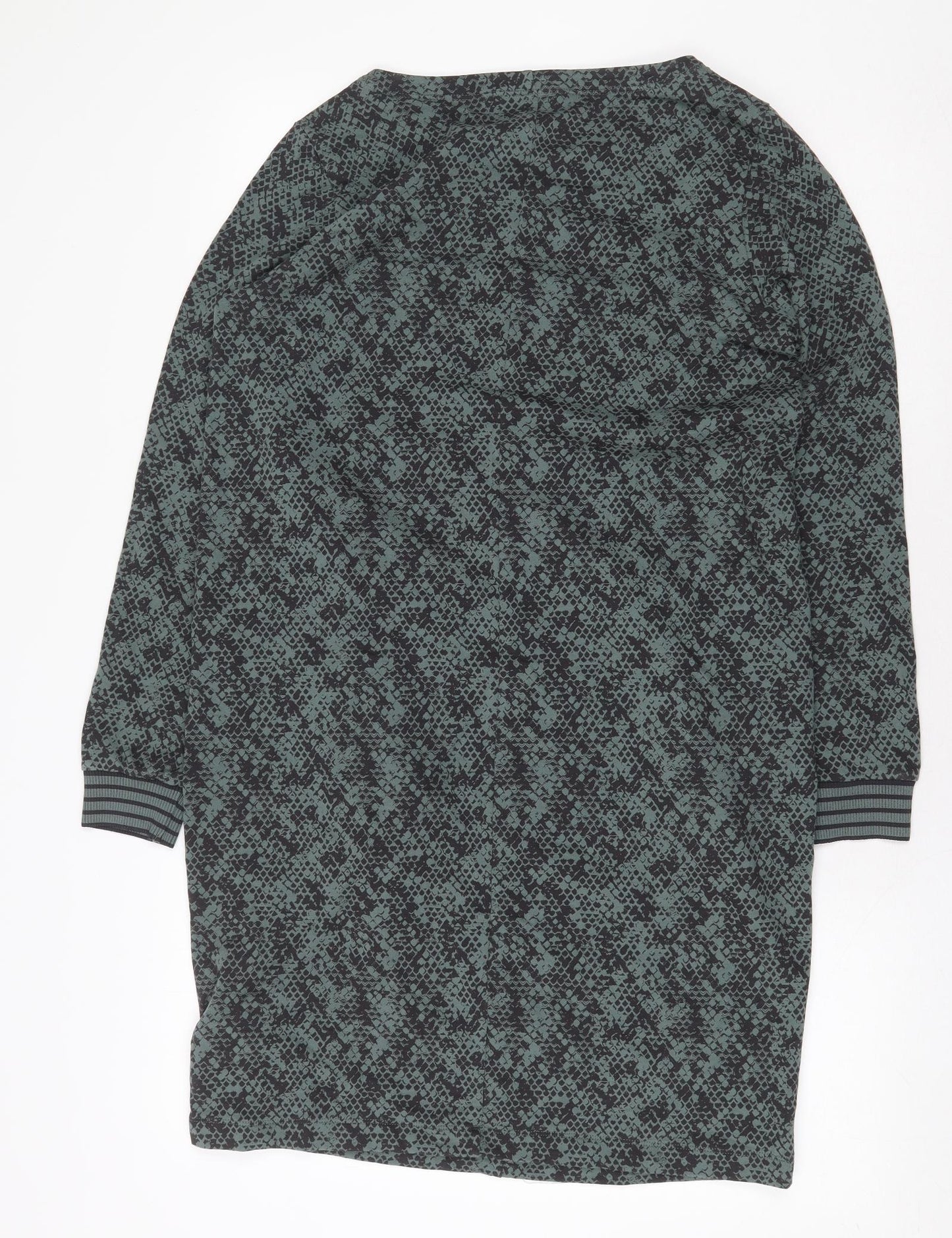 Sandwich Womens Green Geometric Cotton Sheath Size S Boat Neck Zip