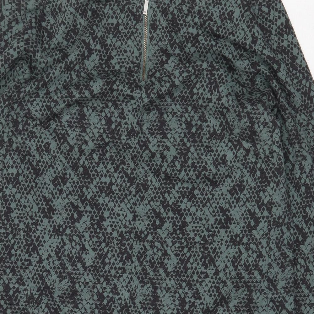 Sandwich Womens Green Geometric Cotton Sheath Size S Boat Neck Zip