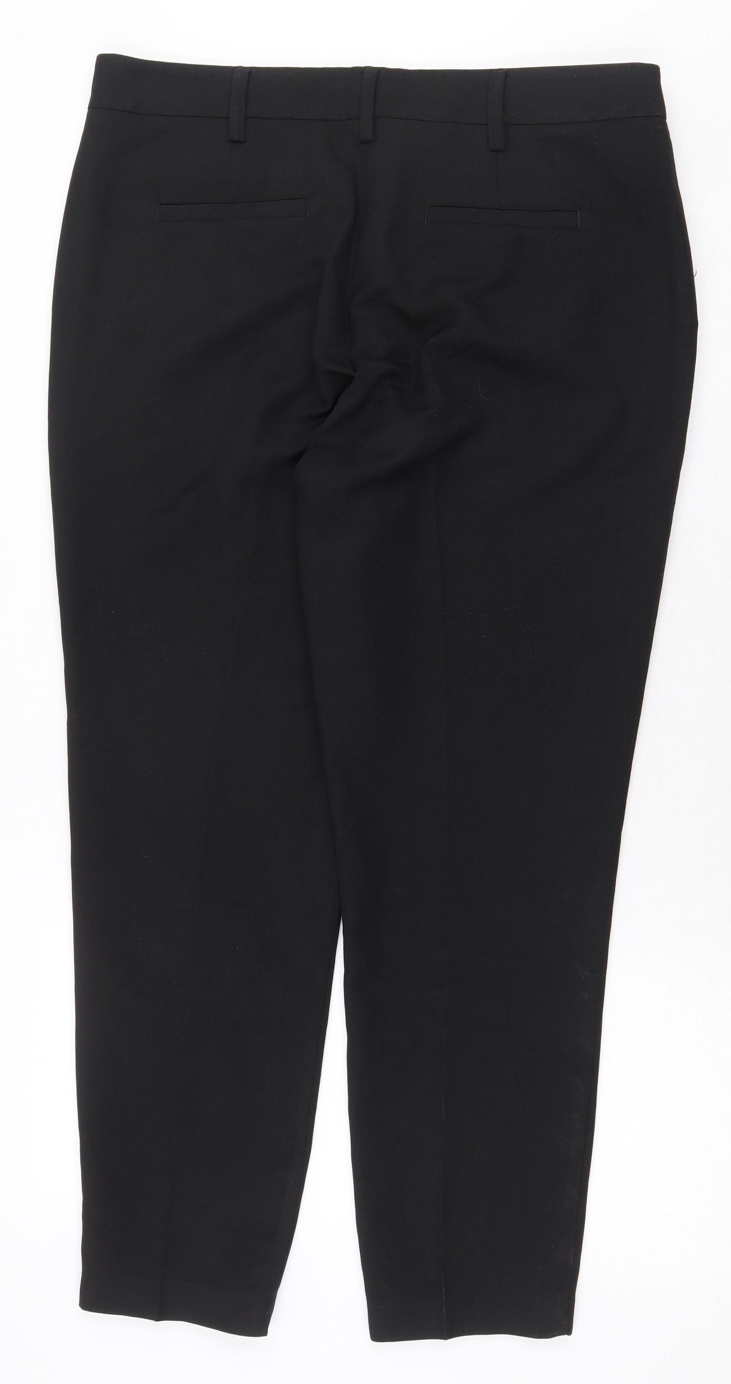NEXT Womens Black Polyester Trousers Size 14 L27 in Regular Zip