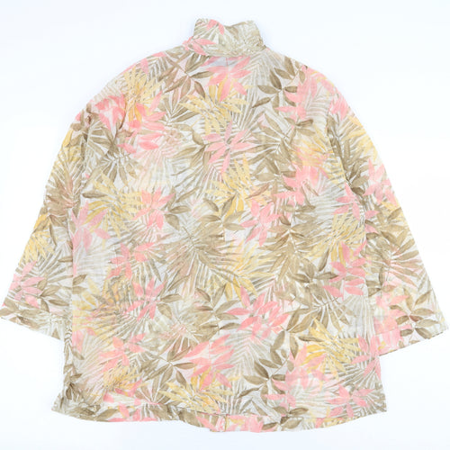 Cathy Daniels Womens Yellow Floral Polyester Basic Button-Up Size M Collared