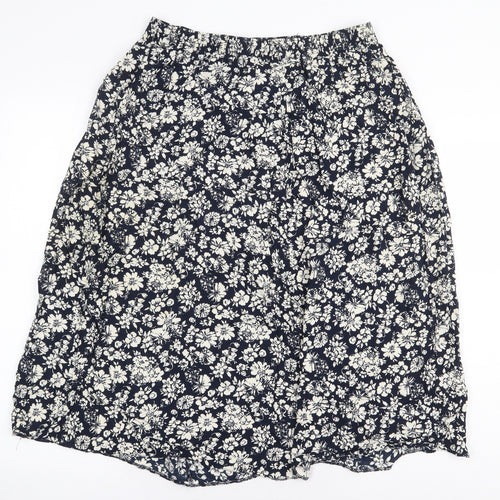 Bonmarché Womens Blue Floral Viscose A-Line Skirt Size 14