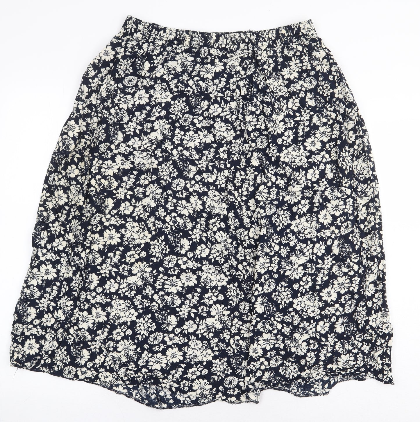 Bonmarché Womens Blue Floral Viscose A-Line Skirt Size 14