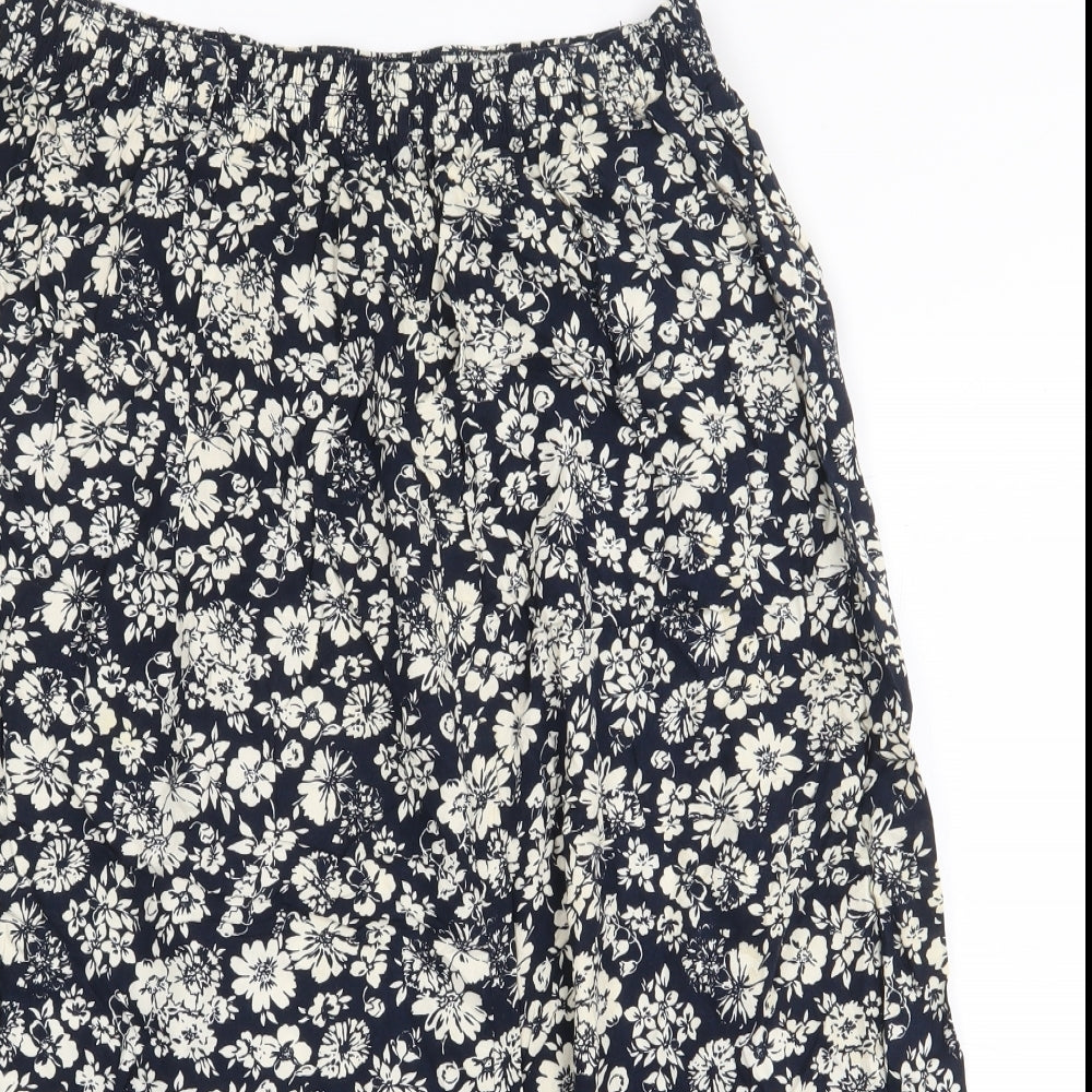 Bonmarché Womens Blue Floral Viscose A-Line Skirt Size 14