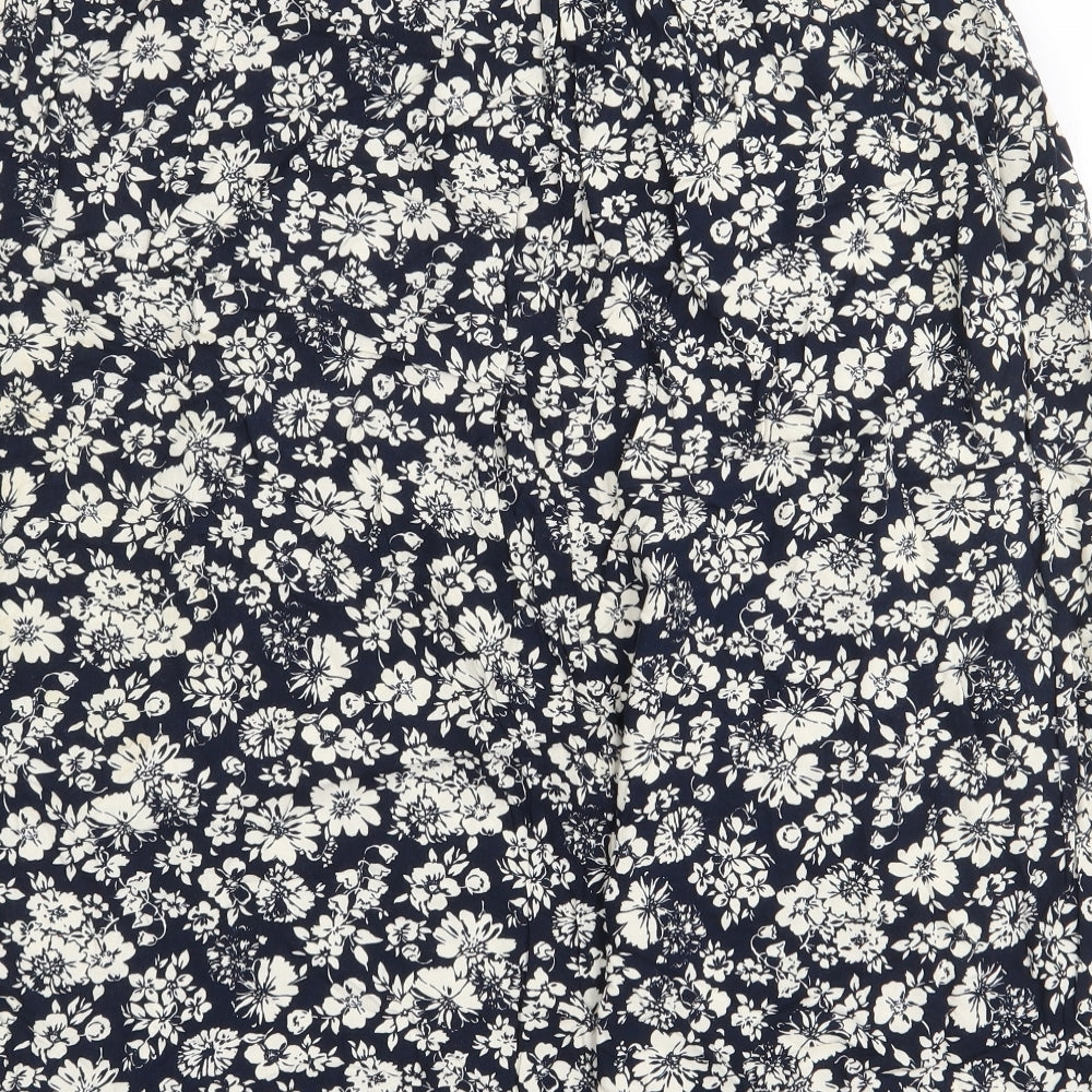 Bonmarché Womens Blue Floral Viscose A-Line Skirt Size 14
