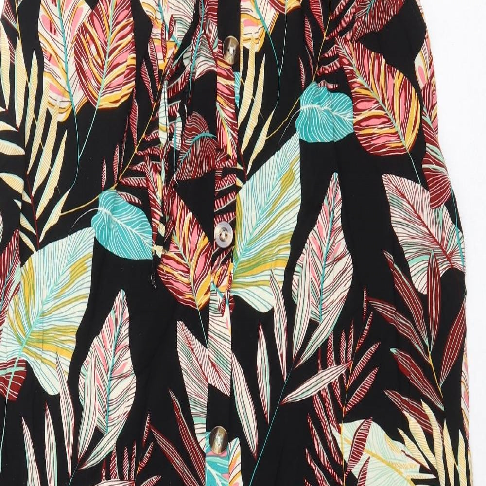 Preworn Womens Black Floral Cotton Maxi Skirt Size S Drawstring