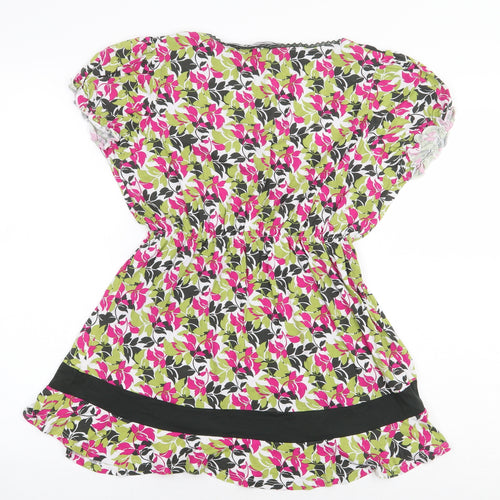Per Una Womens Green Floral Viscose Basic Blouse Size 10 Boat Neck