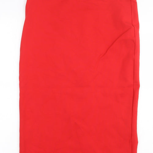 Cerise Blue Womens Red Cotton Straight & Pencil Skirt Size L