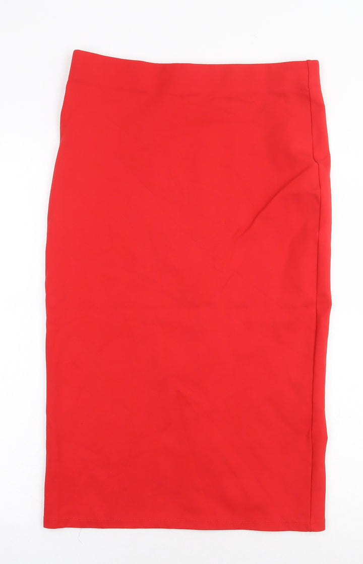 Cerise Blue Womens Red Cotton Straight & Pencil Skirt Size L