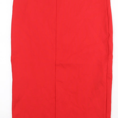 Cerise Blue Womens Red Cotton Straight & Pencil Skirt Size L