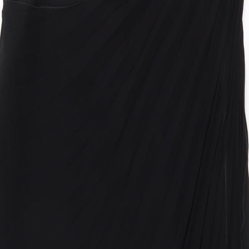 River Island Womens Black Herringbone Polyester Bodycon Size 10 One Shoulder Zip - Brooch