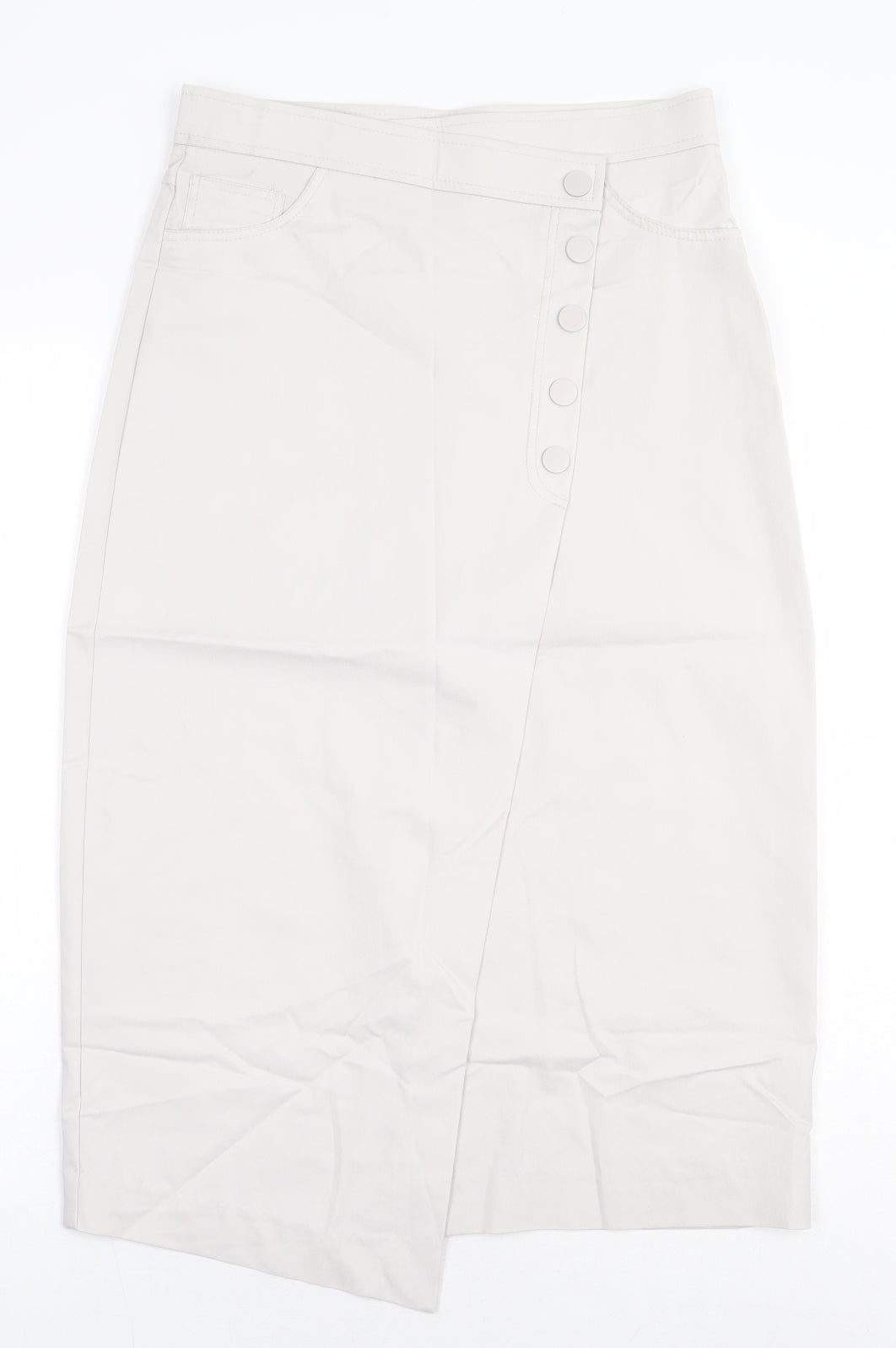Zara Womens Grey Lyocell Wrap Skirt Size M Button