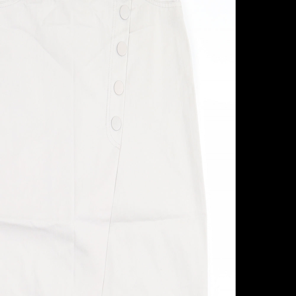 Zara Womens Grey Lyocell Wrap Skirt Size M Button